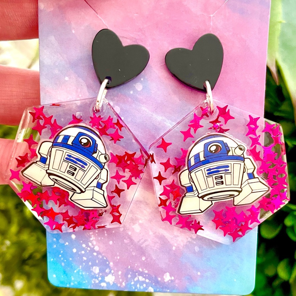 R2-D2 Acrylic Dangle Earrings